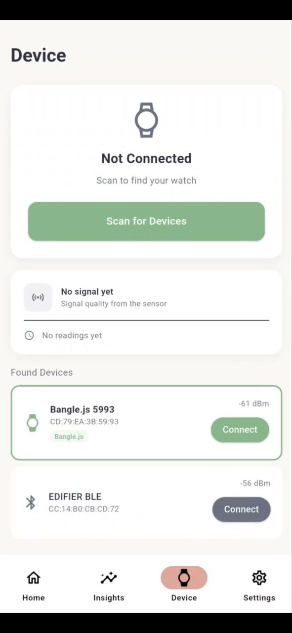 Bracelet showing up in the device list